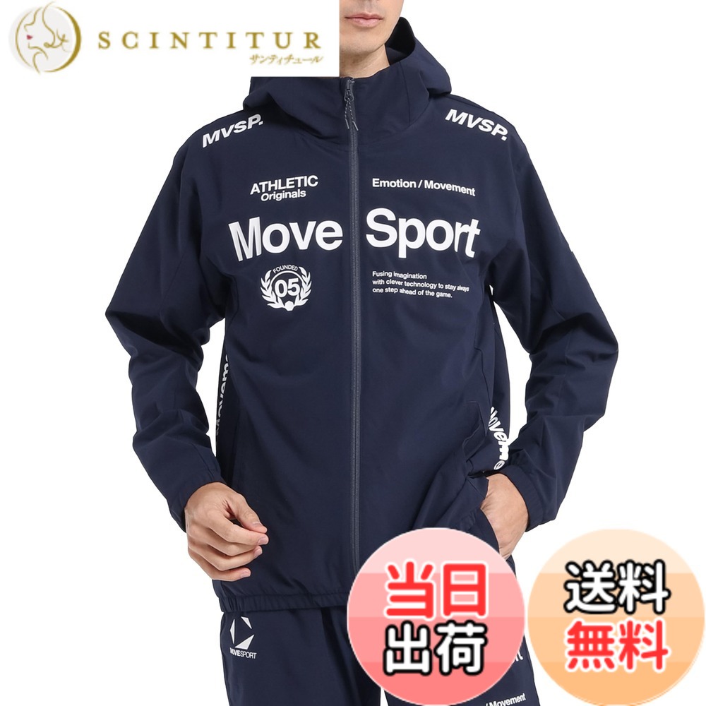 【貨物輸送無料】MOVESPORT(ムーブスポーツ) ジャージ・クロスデサント AIRY TRANSFER TAIKYU オーセンティックロゴ フルジップフーディー 伸ばすこと はっ水 色褪せしにくい 形づくる 駈けっくらメンズ 色：NV00(ST5SJK22M)、大きさ：XO