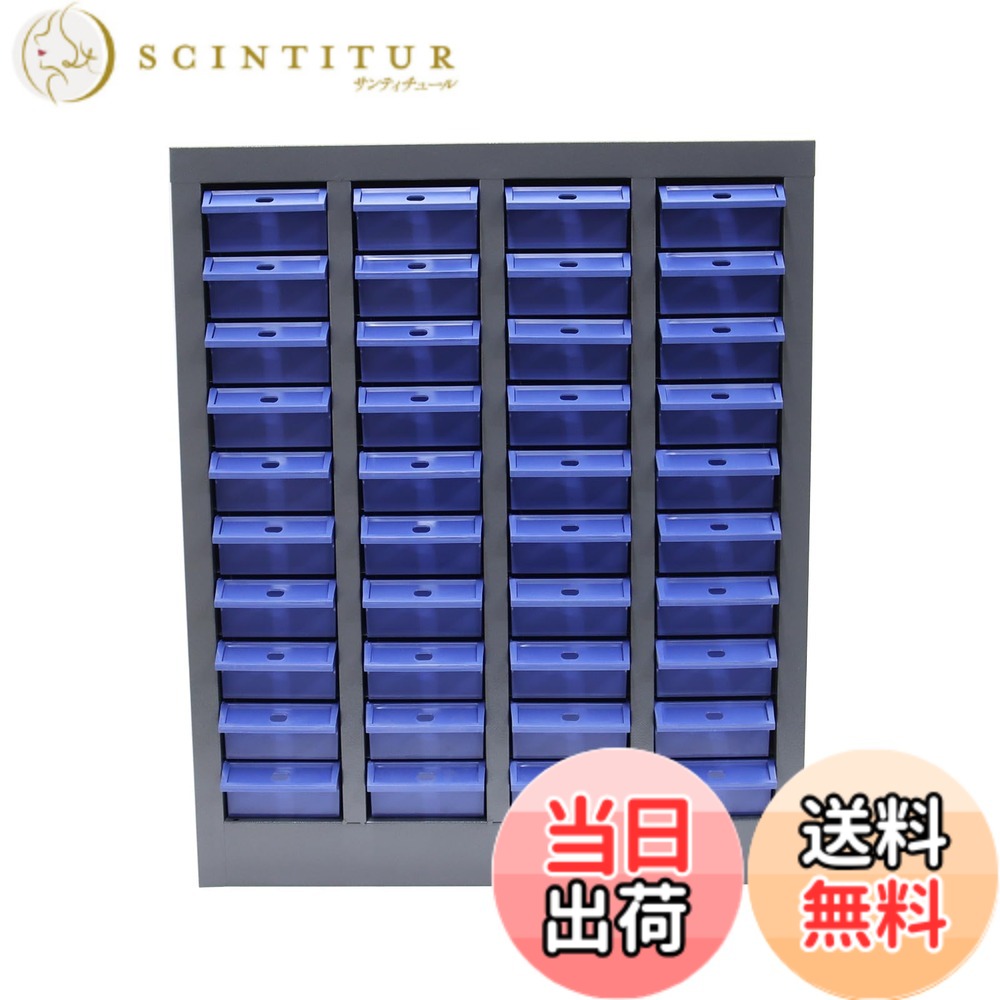 【送料無料】INTBUYING パーツキャビネット スチール製 4列-10段 ブルー引き出し パーツケース 部品 収納 ボルト棚 工具 色:ブルー、サイズ:幅53センチメートル x 高さ63センチメートル x 奥行き22センチメートル|サンティチュール