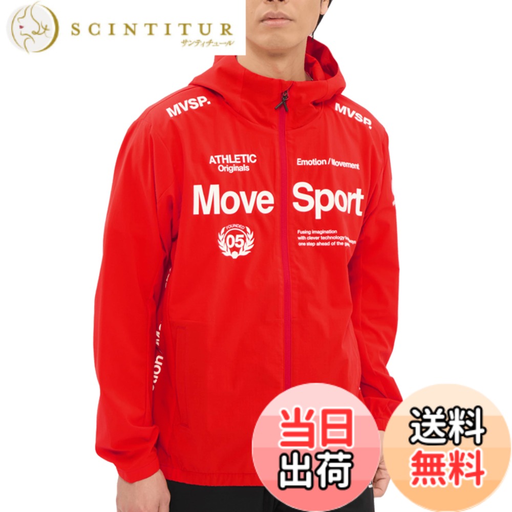 【送料無料】MOVESPORT(ムーブスポーツ) ジャージ・クロスデサント AIRY TRANSFER TAIKYU オーセンティックロゴ フルジップフーディー ストレッチ はっ水 色褪せしにくい トレーニング ランニングメンズ 色：RD00(ST5SJK22M)、サイズ：M｜サンティチュール