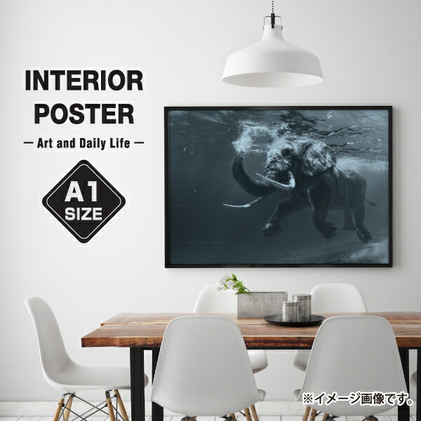 楽天市場 動物 象 海 モノクロ 写真 フォト おしゃれ 玄関 雑貨 一人暮らし おうち時間 北欧 インテリア アート ポスター A1サイズ 大きい 備品販促二郎
