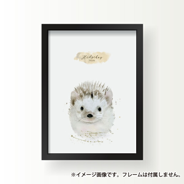 楽天市場 ハリネズミ 動物 水彩 ベージュ かわいい イラスト カフェ おしゃれ 玄関 雑貨 一人暮らし 子ども おうち時間 北欧 インテリア アート ポスター A3サイズ 備品販促二郎