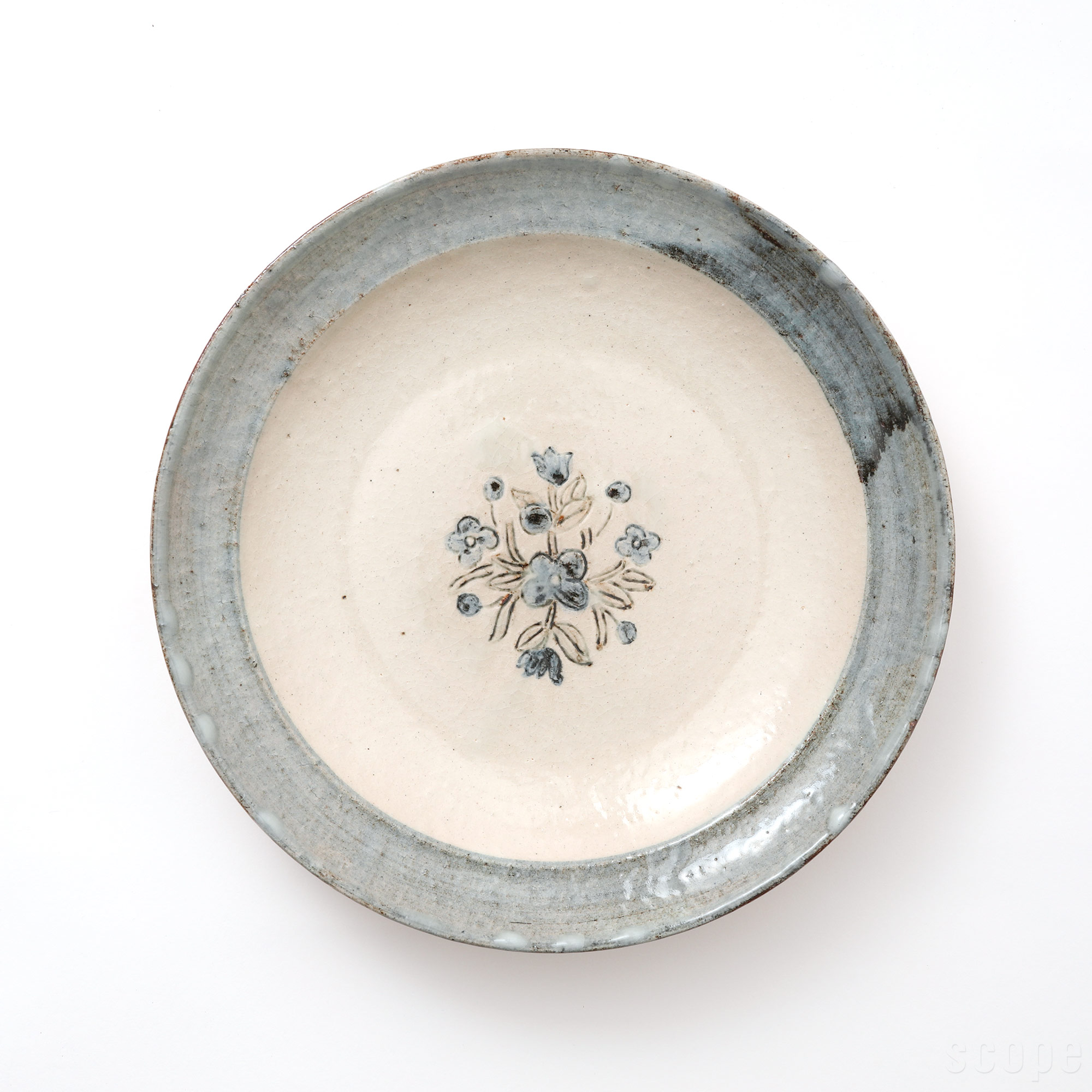 【15,000円購入につき東屋ノベルティ対象商品】 【0348】東屋 / 伊賀石本 花絵皿 七寸半 菜の束