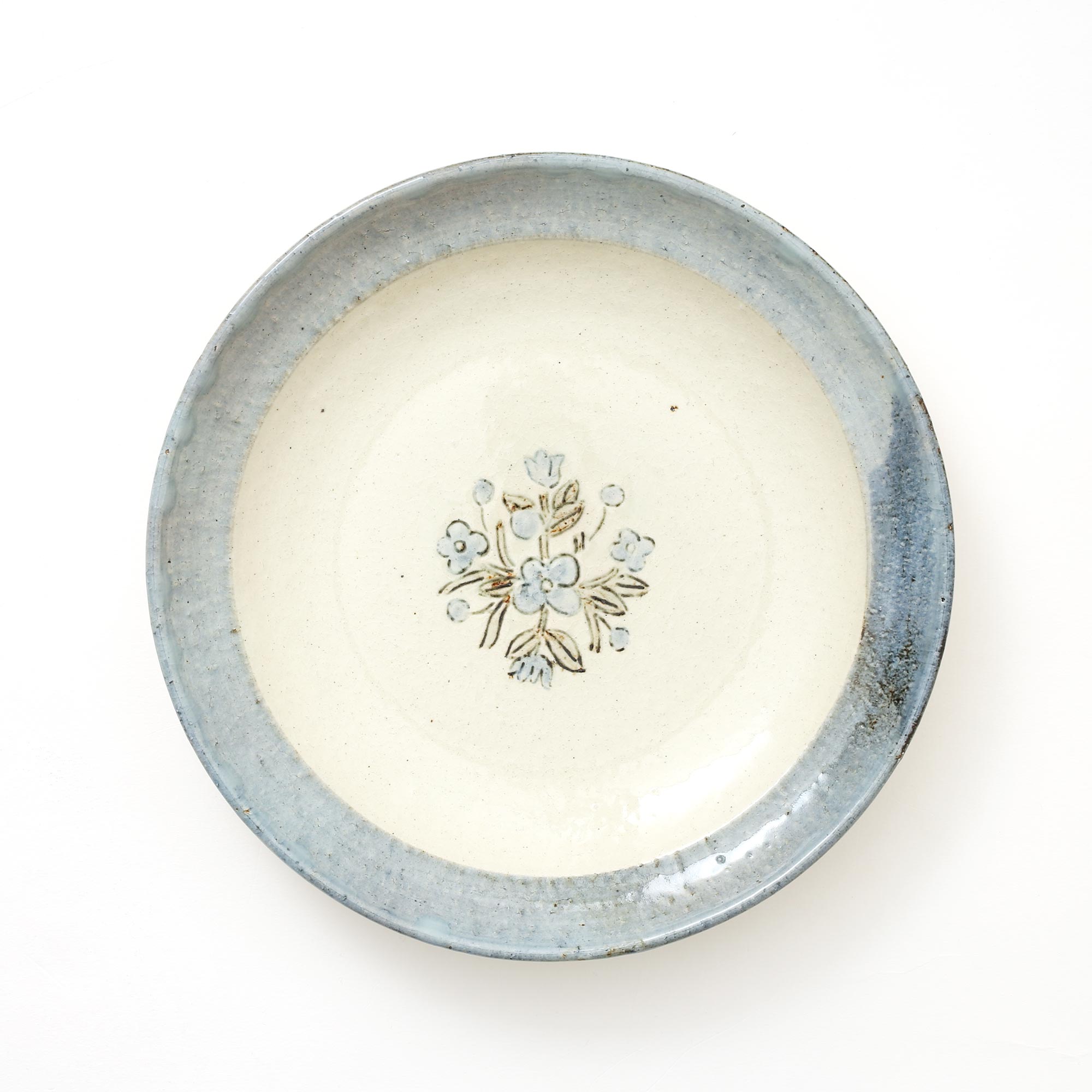 【15,000円購入につき東屋ノベルティ対象商品】 【0419】東屋 / 伊賀石本 花絵皿 七寸半 菜の束