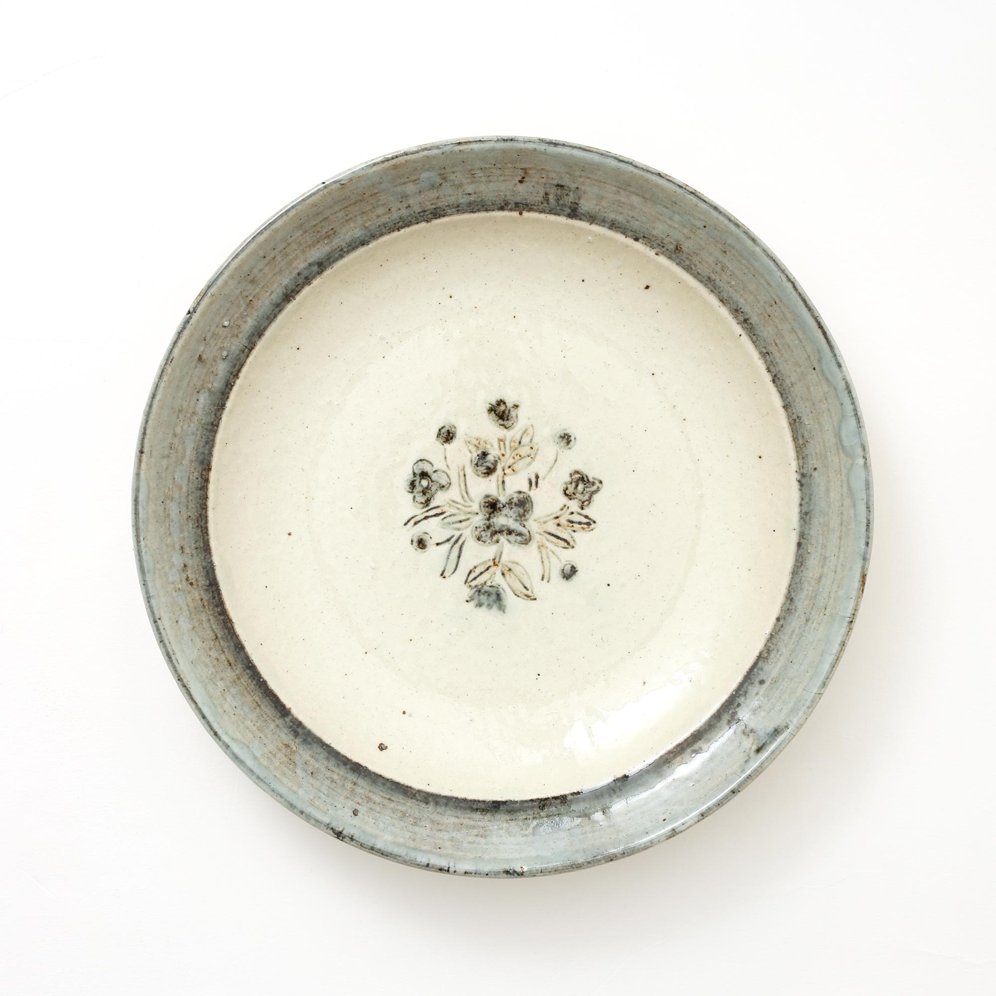 【15,000円購入につき東屋ノベルティ対象商品】 【0438】東屋 / 伊賀石本 花絵皿 七寸半 菜の束