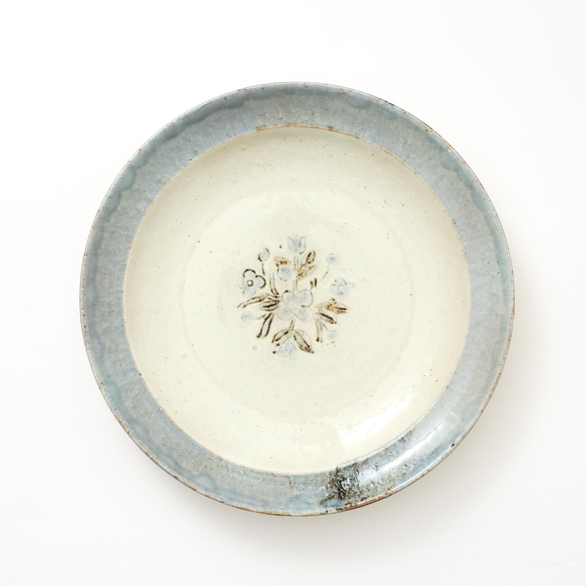 【15,000円購入につき東屋ノベルティ対象商品】 【0439】東屋 / 伊賀石本 花絵皿 七寸半 菜の束
