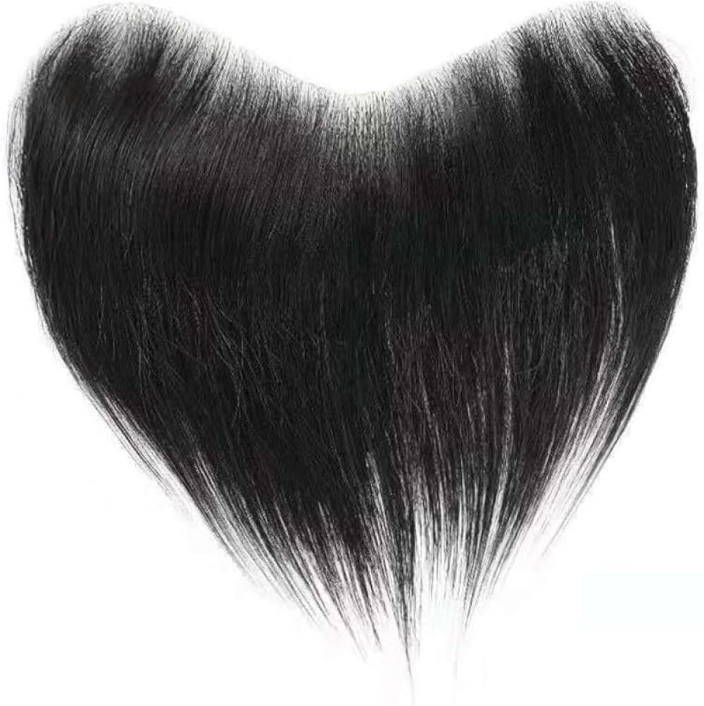 生え際かつらパッチ男性の額シームレス交換ヘアピース本物の髪目に見えない生物学的頭皮 M 字型額前髪ピース 生え際超薄粘着ヘアエクステンション、メンズ部分ウィッグ前髪かつらファッショナブルなヘアエクステンション