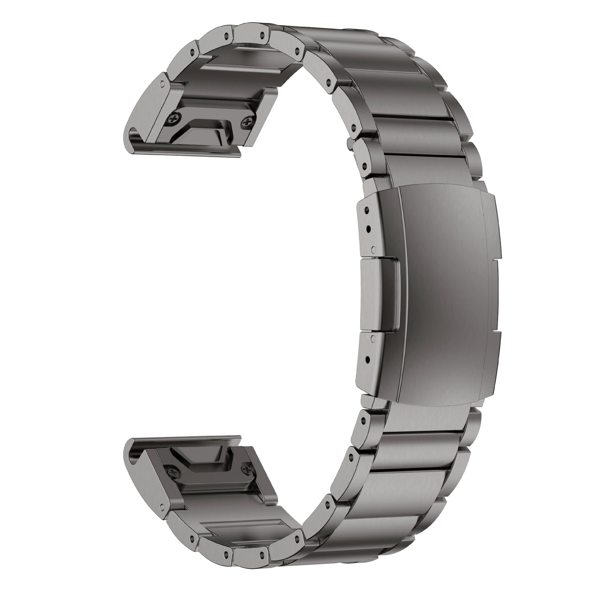 チタンバンド Garmin Fenix 7X/6X/5X/Fenix 3 HR用 クイックフィット メタルウォッチストラップ リストバンド ダブルボタンクラスプ付き Garmin Watch用