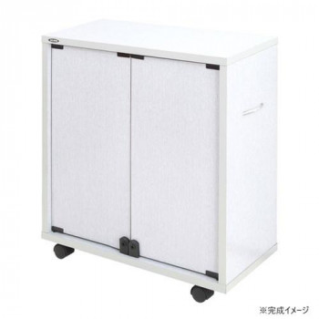 同人誌専用押し入れ収納ワゴン 片面扉タイプ ホワイトグレー DSW-T6027W　移動らくらく、鍵付きで安心