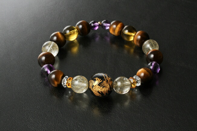 楽天市場】チベット天珠 皇帝龍天珠 ブレスレット ゴールドルチル