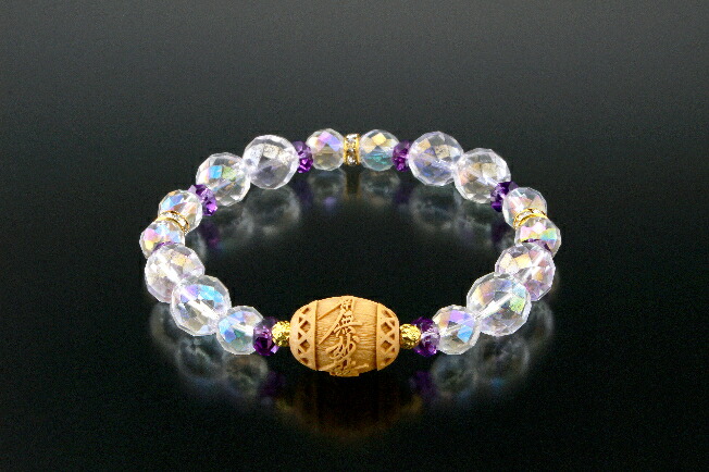 楽天市場 南無妙オーロラ水晶ブレス 白水晶 アメジスト パワーストーン ブレスレット メンズ レディース 効果 ハンドメイド 浄化 種類 意味 アクセサリー クリスタル スクラッチ