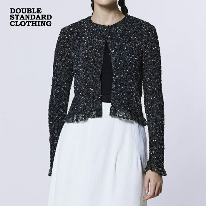 【新作 2026春夏】ダブルスタンダードクロージング メッシュ シャーリング トップ DOUBLE STANDARD CLOTHING Sov. ソブ ジレー 長袖 フラウンス シャーリング ダブスタ レディース 黒いこと