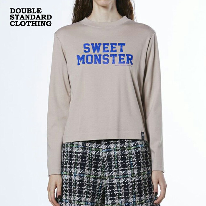 ダブルスタンダードクロージング オリジナルロゴ フライスロンT DOUBLE STANDARD CLOTHING 長袖Tシャツ クルーネック ロングスリーブ コットン ダブスタ レディース ベージュ【2026春夏】