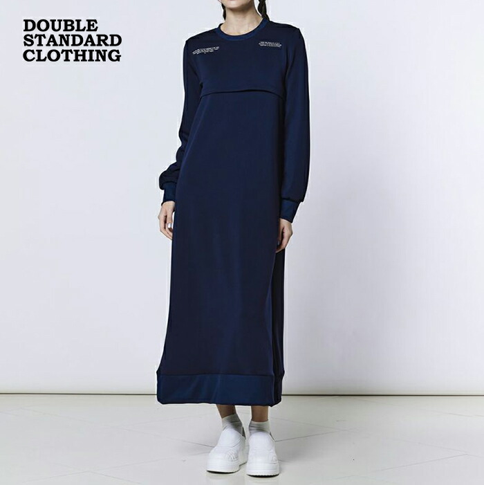 【新作 2026春夏】ダブルスタンダードクロージング アクアスーティング レイヤードワンピース DOUBLE STANDARD CLOTHING ESSENTIAL Aライン ロング丈 長袖 ダブスタ レディース ネイビー 22,968円