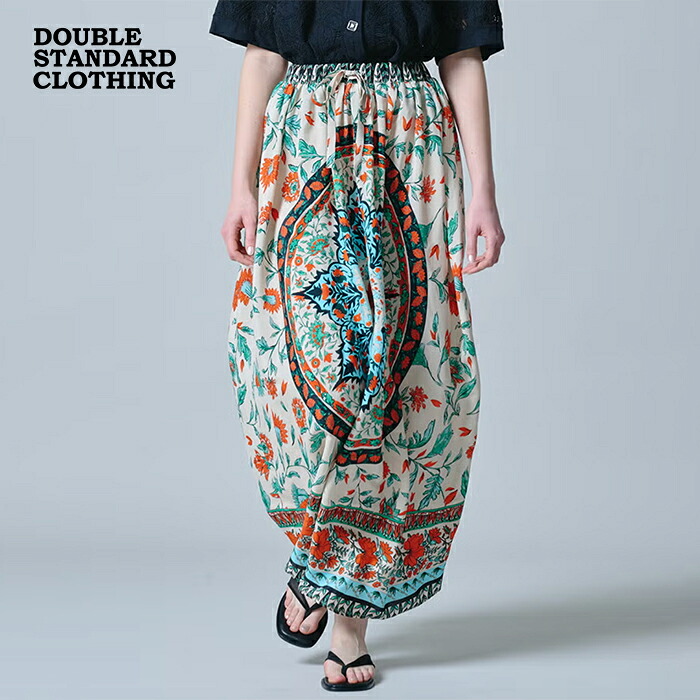 【2026秋冬新作】DOUBLE STANDARD CLOTHING ダブルスタンダードクロージング メダリオンプリントギャザースカート マキシ丈 円形模様 ギャザー リゾート ダブスタ レディース 総柄｜S.CURVE STUDIO