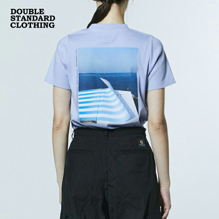 【新作 2026春夏】ダブルスタンダードクロージング Dロゴフライス フォトプリント Tシャツ DOUBLE STANDARD CLOTHING クルーネック ショートスリーブ バックプリント ダブスタ レディース ブルー