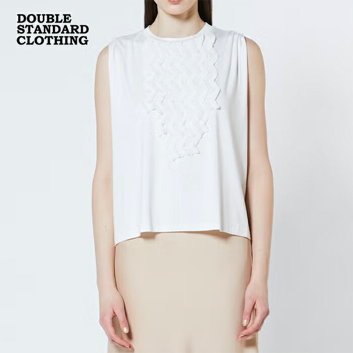 【2026春夏新作】DOUBLE STANDARD CLOTHING ダブルスタンダードクロージング Sov. ベア天竺 フリルラインノースリトップス ノースリーブ 伸ばすこと ソブ ダブスタ レディース オフ