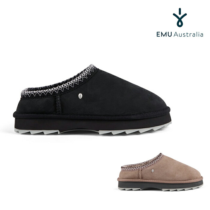 【SALE/30%OFF】エミュ オーストラリア連邦 シャーキースカフスリッポン EMU Australia SHARKY SCUFF シャーキーソールスリッポン シープスキン 編み目 吸湿 放湿 レディース 黒いこと/茸【5F】