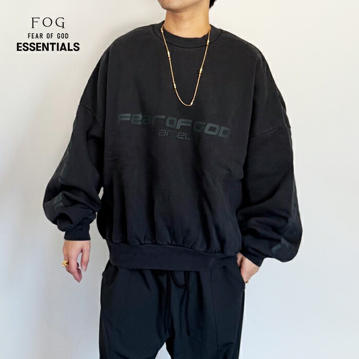 エフオージー エッセンシャルズ ヘビーフリース クロップド トレーナー FOG ESSENTIALS FEAR OF GOD CROPPED RELAXED SWEATSHIRT 調教師 綿織物 メンズ VINTAGE BLACK【5F】