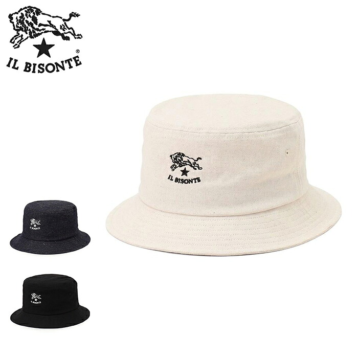 【新作 2026春夏】イル ビゾンテ バケットハット IL BISONTE ロゴハット バッファローロゴ 刺繍 コットン 麻 帽子 デニム/ベージュ/ブラック【ルック正規取扱店】｜S.CURVE STUDIO 10,692円
