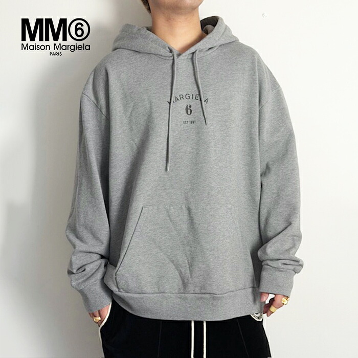 【SALE/30%OFF】【新作 2026春夏】エムエム6 メゾンマルジェラ パーカー MM6 Maison Margiela フーディー プルオーバー 長袖 ロゴ コットン メンズ レディース グレー【マルタンマルジェラジャパン正規取扱店】|S.CURVE STUDIO