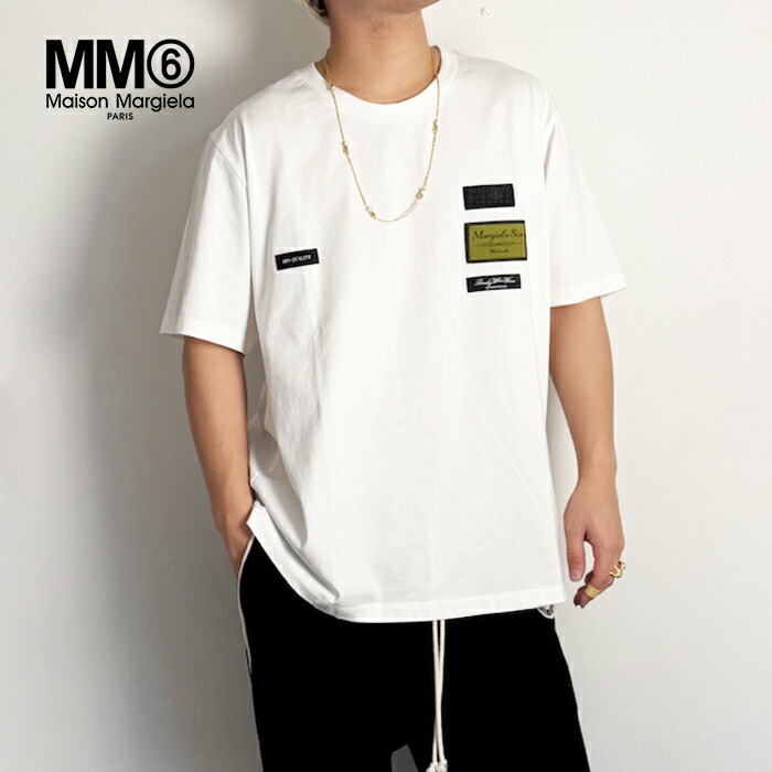 【新作 2026春夏】エムエム6 メゾンマルジェラ ラベルパッチ Tシャツ MM6 Maison Margiela クルーネック 半袖 ショートスリーブ ラベル コットン メンズ レディース オフホワイト【マルタンマルジェラジャパン正規取扱店】