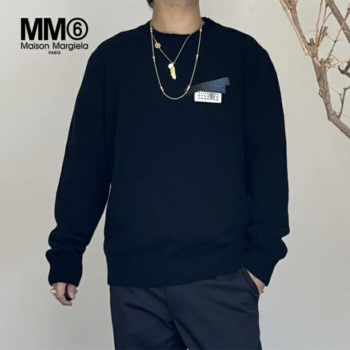 【S】MM6 マルタンマルジェラ ロングスリーブ Tシャツ 長袖 MM6メゾンマルジェラ 長袖 ロンT ブラック 新作 セール (MM6