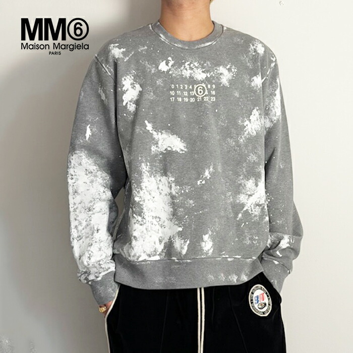 【新作 2026春夏】エムエム6 メゾンマルジェラ トレーナー MM6 Maison Margiela 調教師 ティーシャツ 長袖 刷り上げる 綿織物 メンズ レディース 薄墨色【マルタンマルジェラジャパン置き目取りまわし店】