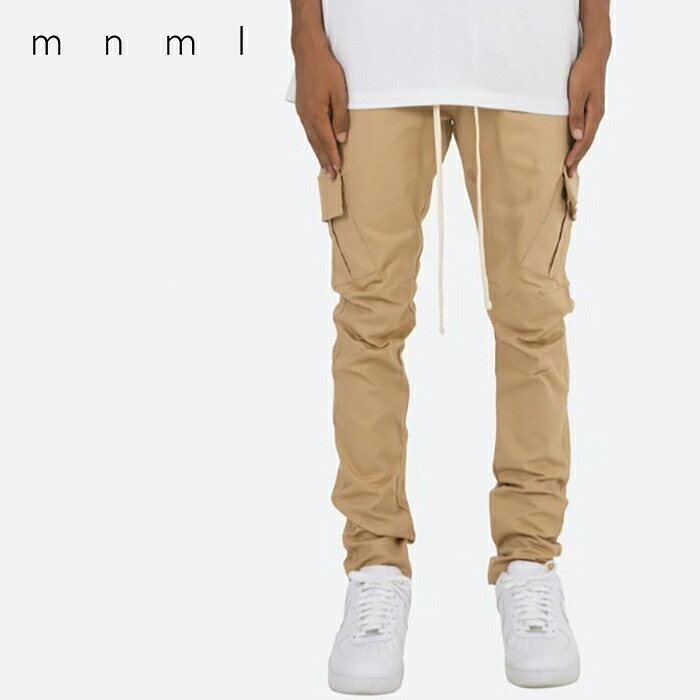 ミニマル カーゴパンツ mnml CARGO DRAWCORD PANTS カーゴドローコードパンツ テーパード リラックスフィット カーゴポケット メンズ KHAKI カーキ【5S】