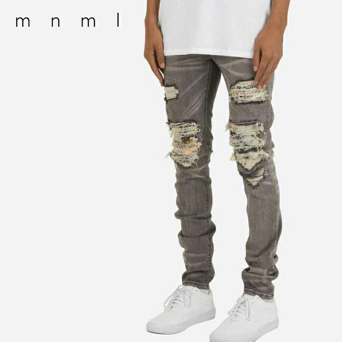 楽天市場】ミニマル デニムパンツ mnml X201 RHINESTONE SKINNY