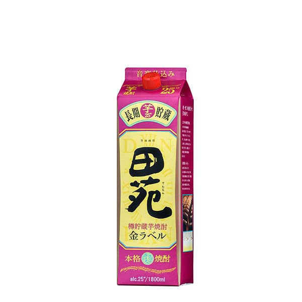 田苑 金ラベル 芋 25度 [紙パック] 1.8L 1800ml × 6本[ケース販売] 送料無料(本州のみ) [田苑酒造 芋焼酎 いも焼酎 乙類 日本 宮崎県]ギフト プレゼント 贈り物 お祝い 内祝い お返し 誕生日プレゼント 父の日 敬老の日