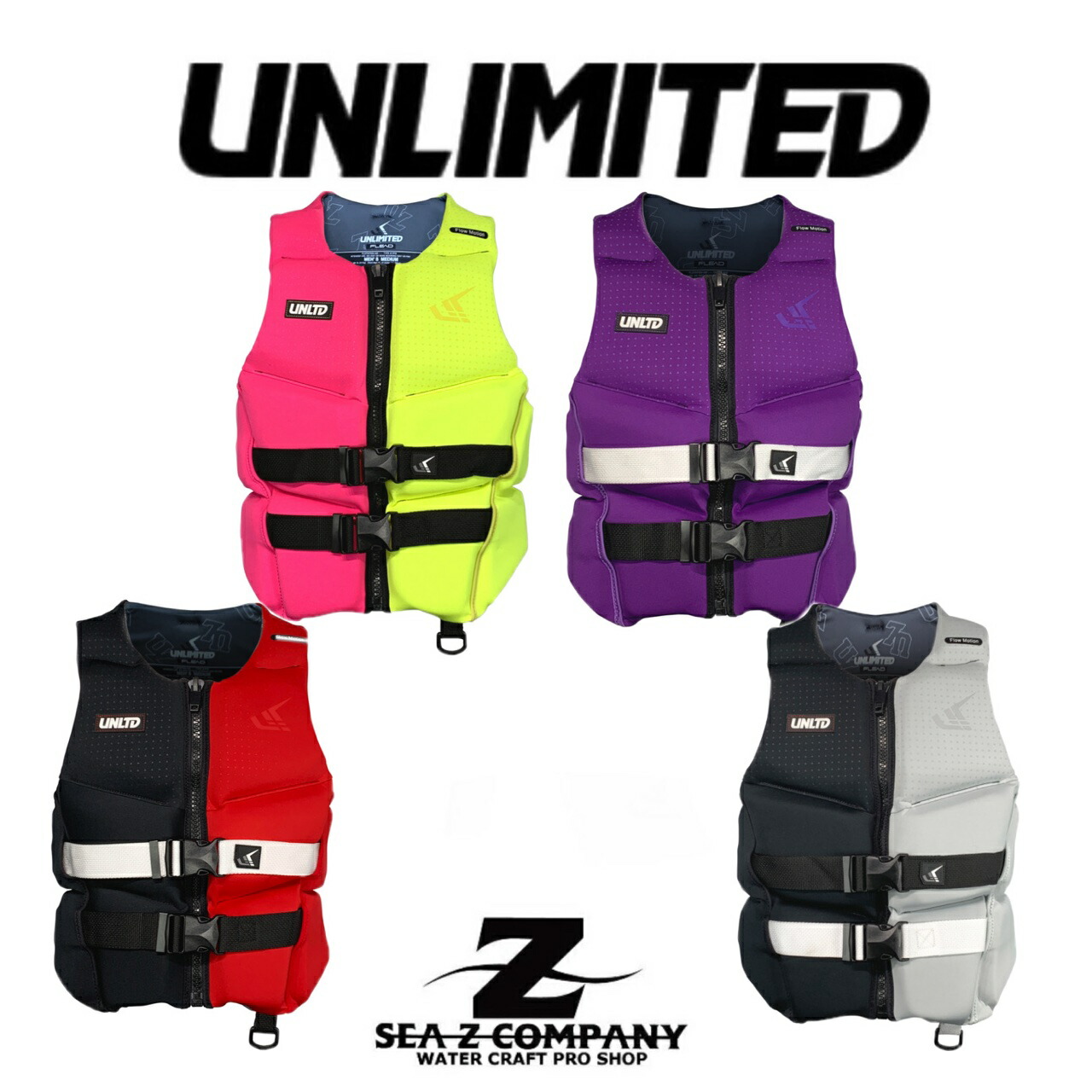 【UNLIMITED】 ライフジャケット 大人用 ネオベスト ライフベスト FLEAD アンリミテッド UV2601　BLACK・PURPL・YELLOW・RED