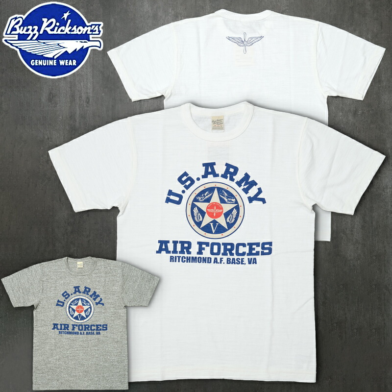 1点ならメール便可 BUZZ RICKSON'S バズリクソンズ #BR79559 半袖 スラブヤーン Tシャツ『U.S. ARMY AIR FORCES』 メンズ 男性 トップス ティーシャツ ショートスリーブ プリント ミリタリー カジュアル アメカジ 春 夏