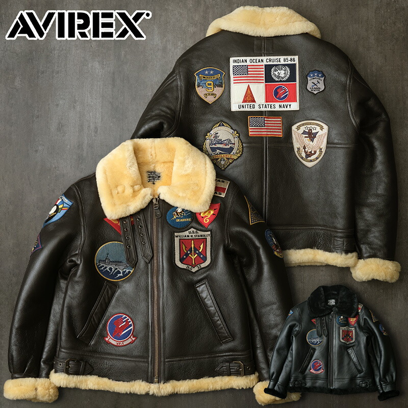 米国製✨AVIREX フライトジャケット　B-3 ムートン　羊革　ボア　黒　32 楽天市場】AVIREX 本革 B-3ジャケット ムートンジャケット