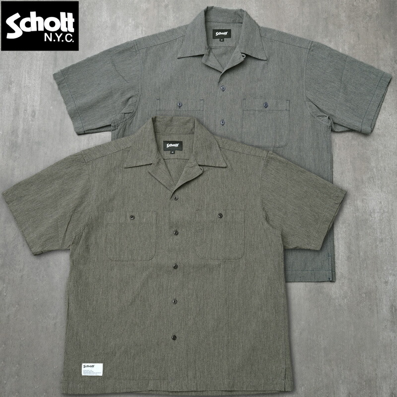 25%OFF!■Schott ショット #7825123011 半袖 コットンコバートシャツ メンズ 男性 トップス 羽織り 開襟 アメカジ カジュアル ショートスリーブ ポケット オープンカラー ワークウェア 春 夏 秋|SEABEES Military Mega Store