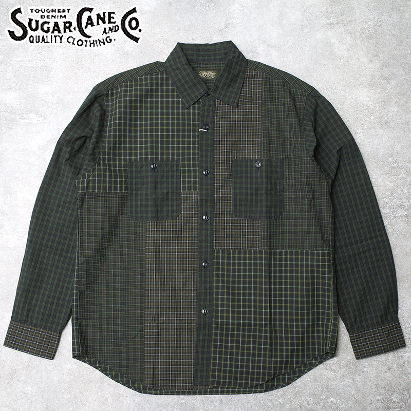 SUGARCANE シュガーケーン #SC29721 長袖 コットンブロード タータンチェック クレイジー ワークシャツ メンズ 男性 トップス 羽織 ロングスリーブ ワークウエア カジュアル アメカジ 格子柄 春 秋 冬