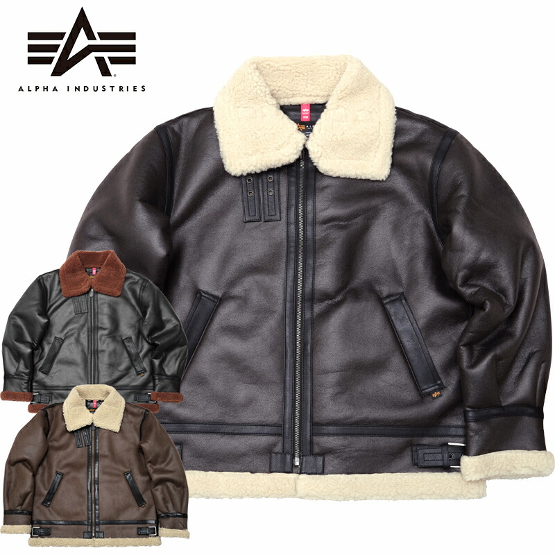 美品✨Alpha フェイクムートン B3ジャケット M ブラウン WEB限定】フェイクムートンB-3ジャケット(M ブラウン