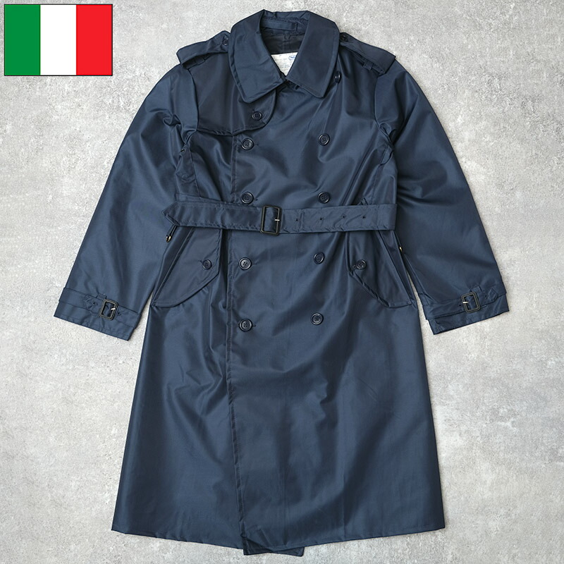 【新品未使用品】Felisi ナイロントレンチコート　ネイビー定価64,000円 イタリア軍 ナイロン トレンチコート ネイビー デッドストック JR039NN