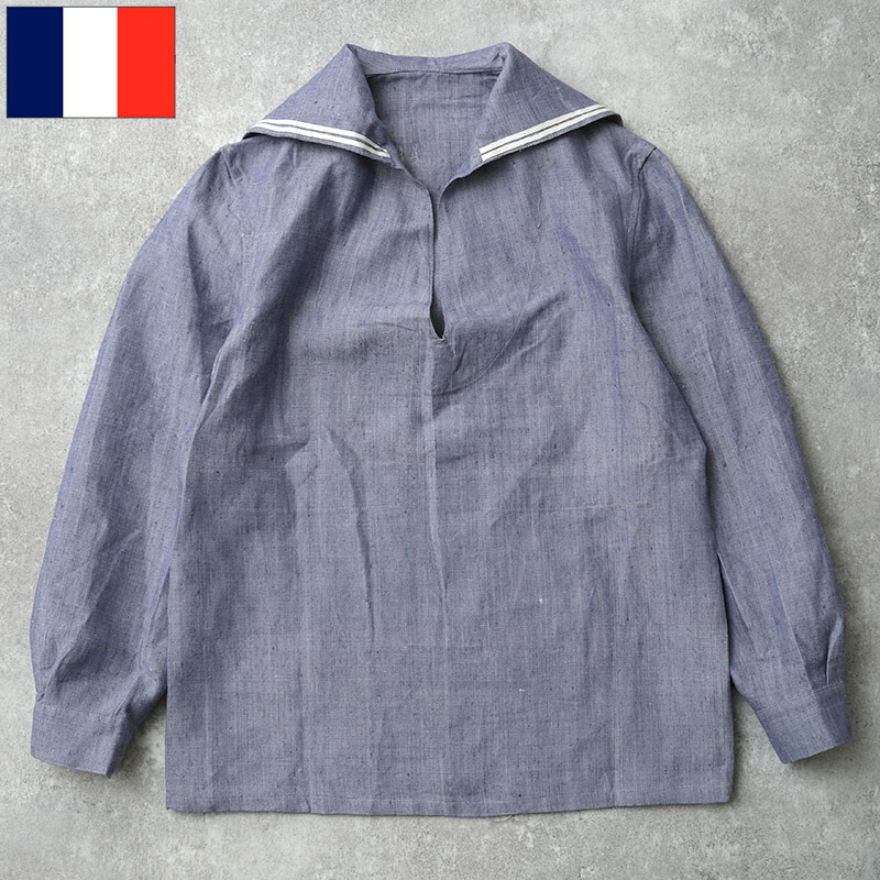 フランス軍 リネン セーラーシャツ シャンブレー ビンテージ ミリタリー 海軍 50's フランス軍リネンセーラーシャツ - Fresh Service