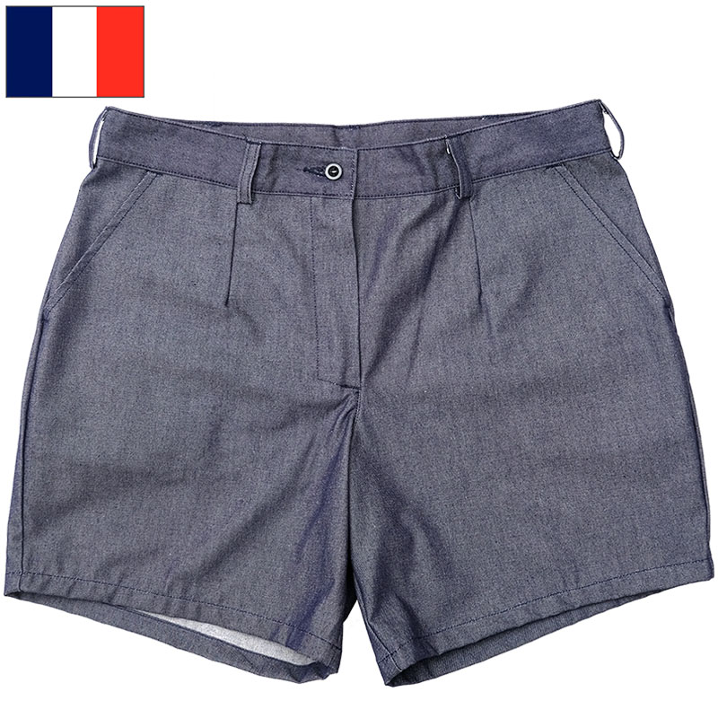 フランス軍 デニム ショートパンツ レディース デッドストック 仏軍 短パン 半ズボン ショーツ ボトムス ズボン ジーンズ ジーパン ポリエステル コットン ポリコットン 夏 カジュアル 女性 男性 メンズ 実物ミリタリー 軍物 軍モノ 未使用品｜SEABEES Military Mega Store