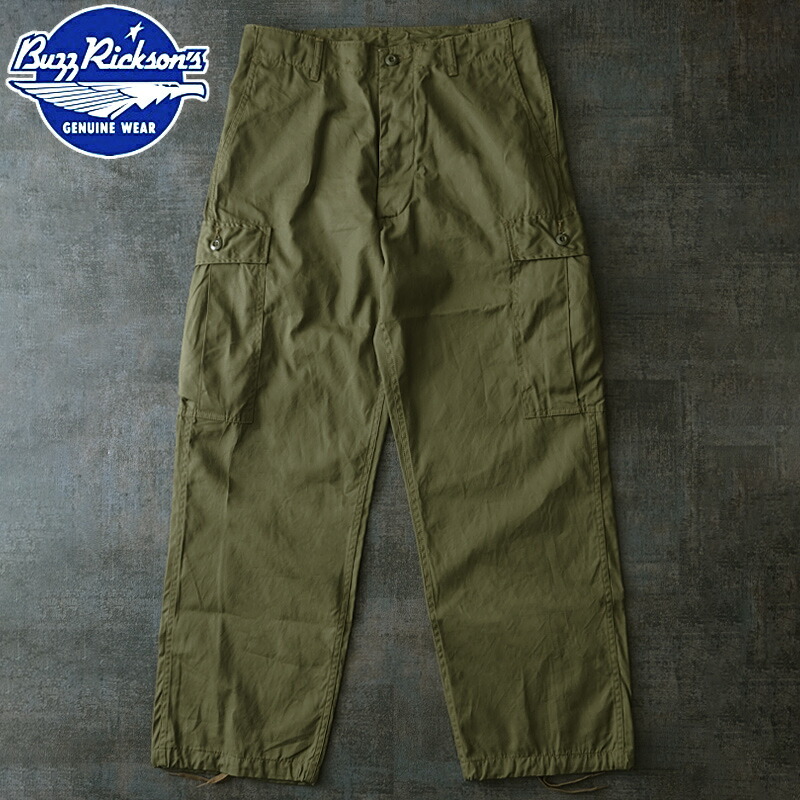 BUZZ RICKSON'S バズリクソンズ #BR42500 トロピカル コンバット トラウザース ショートレングス メンズ 男性 ズボン パンツ カーゴ トラウザーズ ワイド ストレート ミリタリー カジュアル アメカジ アーミーシェード コットンポプリン オリーブグリーン 18,975円