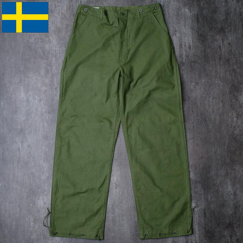 スウェーデン軍 ワークパンツ コットンツイル シンチバック グリーン デッドストック PP475NN SWD ワイドパンツ トラウザーズ ズボン ボトムス ワークウェア ワーカーパンツ カジュアル 男性 メンズ オリーブ バックアジャスター 実物ミリタリー 軍物 軍モノ 未使用品｜SEABEES Military Mega Store