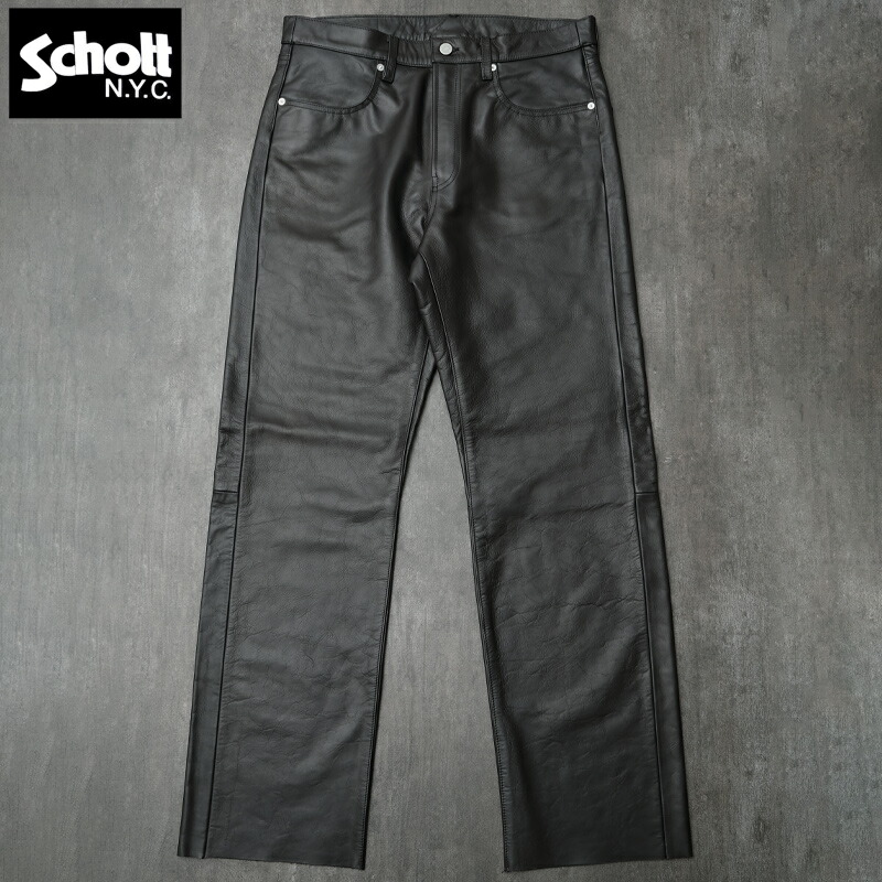 美品✨Schott USA製 600 ステアハイド 牛革 レザー パンツ 26 sch600us-7449_top.jpg