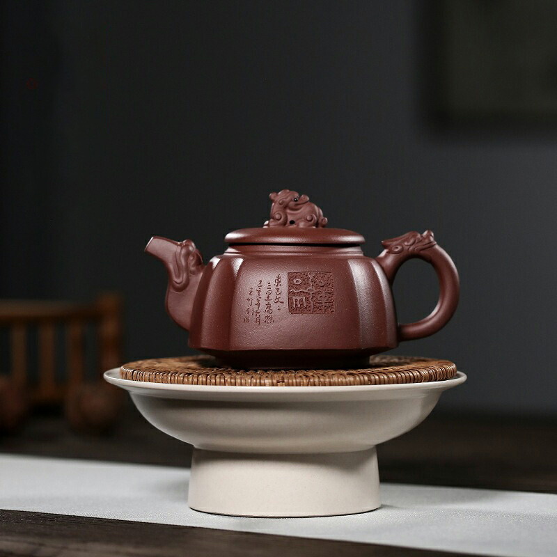 茶壷 急須 紫砂壺 ティーポット 常滑焼 紫砂茶器 唐物紫泥急須 紫砂壺急須 煎茶器 茶道具 手作り 手書き急須 極捏ち上げる 朱泥紫砂 在銘 zsh67