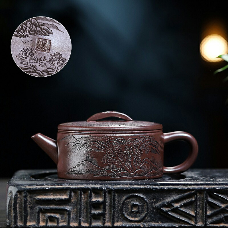 茶壷 急須 紫砂壺 ティーポット 常滑焼 紫砂茶器 唐物紫泥急須 紫砂壺急須 煎茶器 茶道具 手作り 手書き急須 極捏ち上げる 朱泥紫砂 在銘 zsh75