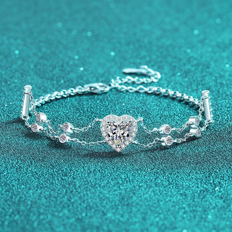 モアッサナイト ブレスレット 1ct シルバー925 レディー 普段使い 冠婚葬祭 ブレスレット 結婚式 モアサナイト 入学式 卒業式 人工ダイヤモンド ブレスレット プレゼント パーティー msl35｜Sea Heart
