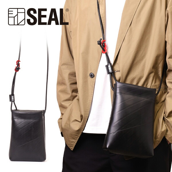 SEAL レザーコード ショルダーバッグ メンズ サコッシュバッグ 小さめ 斜め掛け シール ミニショルダーバッグ 防水 耐水 本革 廃タイヤ タイヤチューブ 人気 日本製 プレゼント ギフト