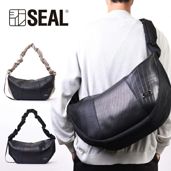 【P10倍 4/20限定】SEAL シャーリング ショルダーバッグ メンズ 防水 大きめ 大容量 A4サイズ収納 3WAY 斜めがけ 肩掛け ハーフムーン型 耐水 防汚 日本製 廃タイヤ ギフト