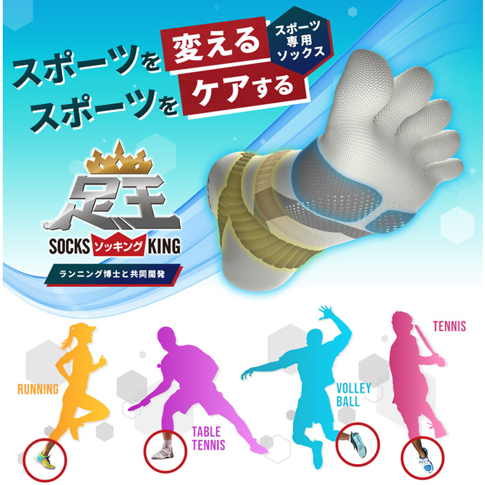 (パケット便送料無料)phitenファイテン足王ソッキング5本指レディース22〜24cmスポーツソックス/靴下AL93****