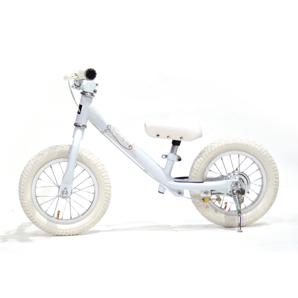ペダルなし自転車 おしゃれ キックスタンド標準装備 2歳 ブレーキ付ゴムタイヤ装備 White キッズバイク 2歳 子供 かわいい バランスバイク White 1歳 3歳 おしゃれ Sparky Ecru 組立 整備済 ブレーキ ゴムタイヤ キッズバイク スパーキー キックバイク 2