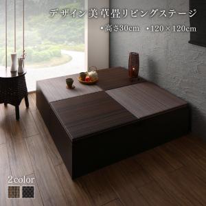 【ポイント5倍&最大2000円クーポン★20日12時-】リビング収納 チェスト キャビネット タンス テレビ台 国産 収納付きデザイン美草畳リビングステージ 畳ボックス収納 120×120cm ロータイプ|ダイニングセット専門店seasonless